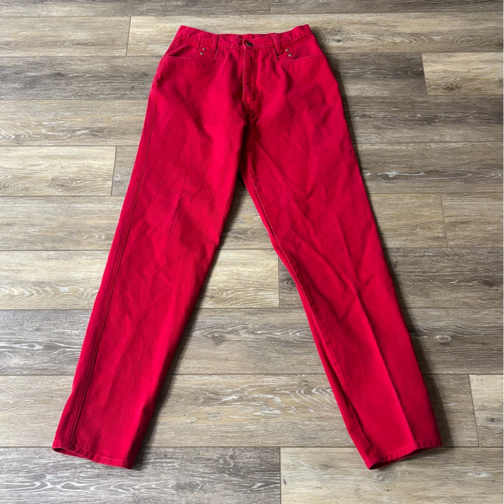 Bar None Jeans Sz 15/16 Red Western Wear Thoroughbred Texas Cowgirl Rodeo Vtg